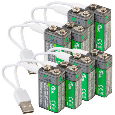 tka 8er-Set Li-Ion-Akkus Typ 9-V-Block mit USB-C, 340 mAh, 3.060 mWh