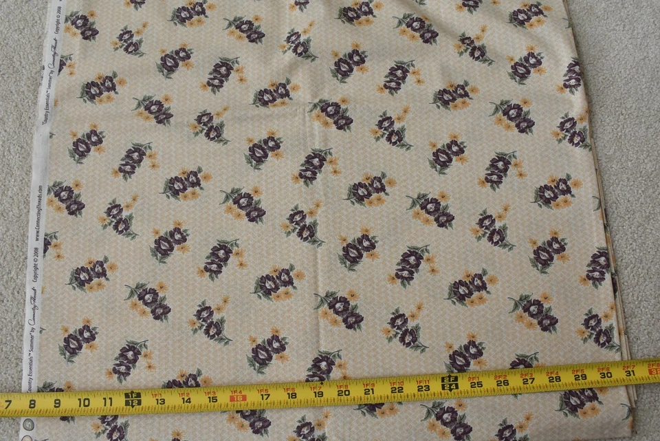 By 1/2 Yd, Floral on Tan Quilt Cotton, Country Threads/Country Essentials, M4962 - Image 3 of 4
