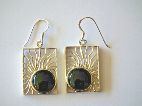 Boucles D'oreilles Pendantes Argent 925 Et Onyx Noir – NEUF Avec étiquettes