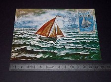 CARTE POSTALE 1er JOUR PHILATELIE 1970 TOUR MONDE SOLITAIRE A. GERBAULT BATEAU