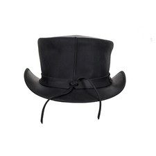 Steampunk Deadman Top Hat Genuine Black Naked Cowhide Leather