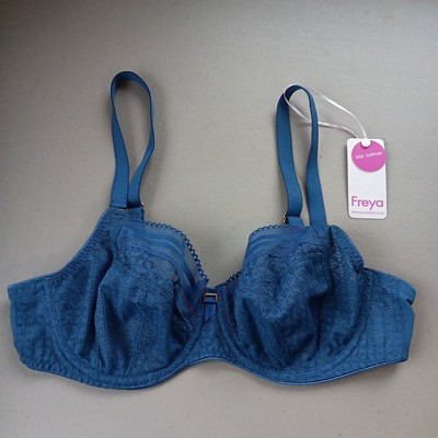 Freya Viva 36D Blue Lace Underwire Side Support Bra AA5641 NEW Romantic