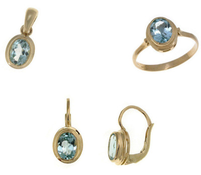 Parure De Bijoux En Or (collier, Boucles D'oreilles, Bague) - Neuf Avec étiquettes, Référence 55