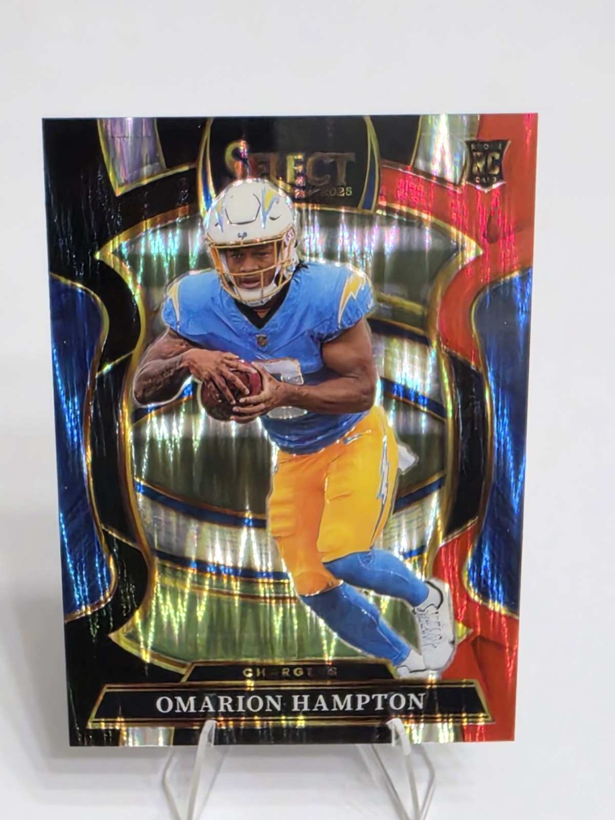 2025 Panini Select - Concourse Omarion Hampton #2 Black & Red Shock Prizm (RC)
