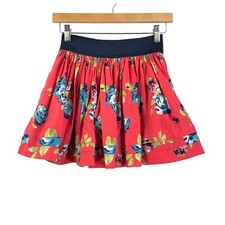 Abercrombie Fitch Mini skater Skirt M Red Floral Boho Ruffle Tiered coquette