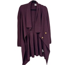 Cabi Purple Chunky Knit Angora Blend Regal Cardigan Sweater Womens S Duster