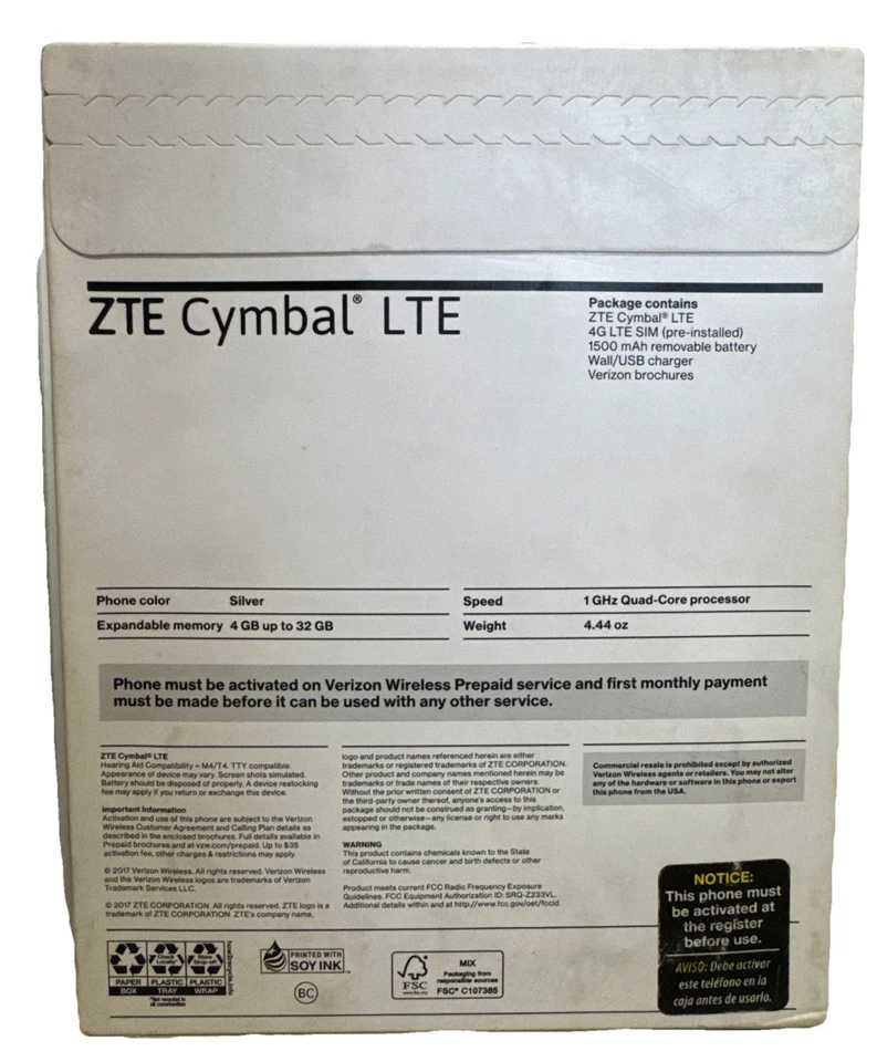 Cymbal Z233V 4G LTE Bluetooth Camera Silver Flip Phone Verizon No Contract - Image 2 of 4