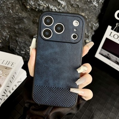 Handyhülle Für iPhone 17 16 Pro Max 15 14 13 12 Leder Stoßfeste Slim Bumper Case