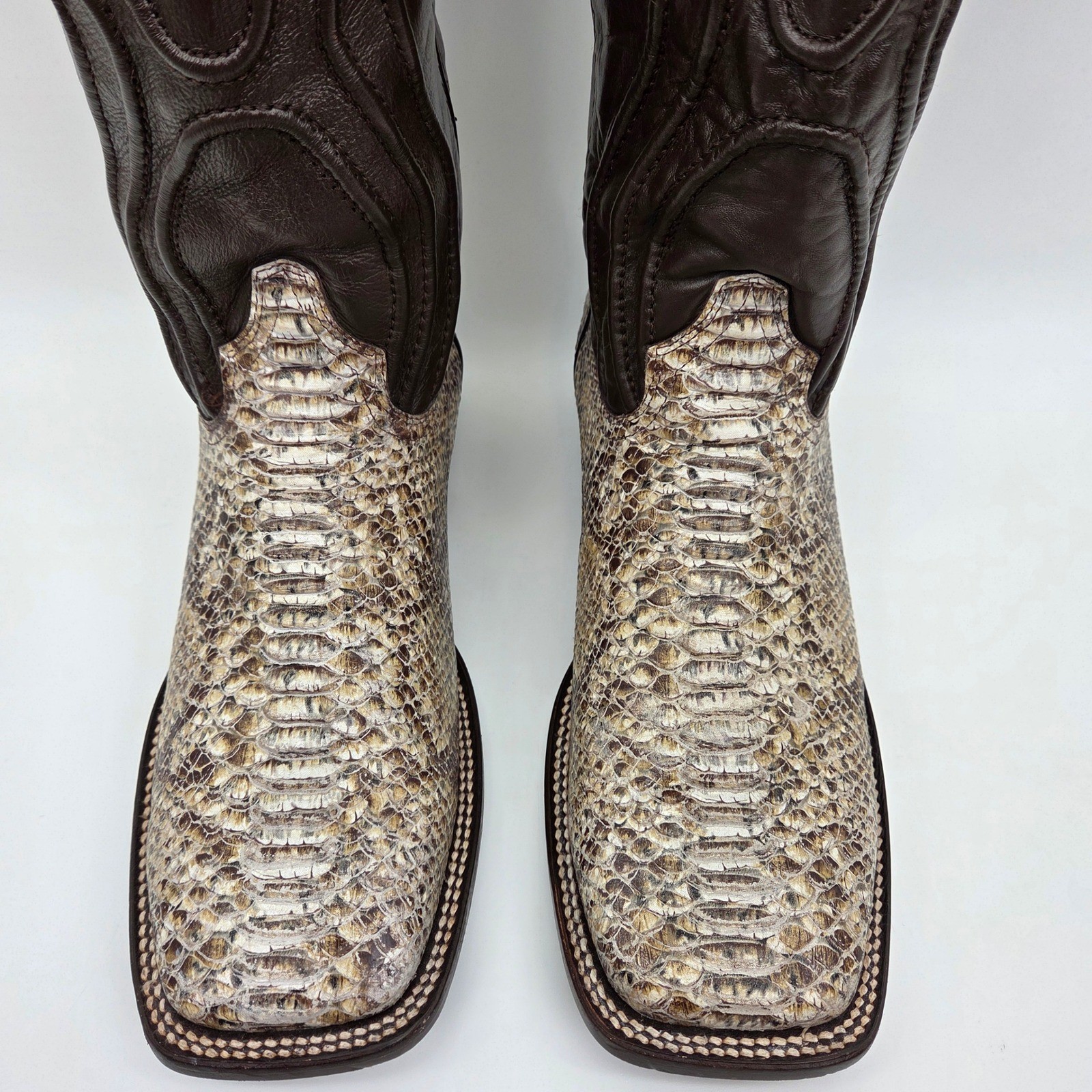 Alfa Python Snakeskin Square Toe Leather Western … - image 4