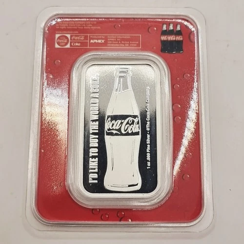 1oz Silver Bullion Coca Cola Struck Silver Bar in TEP