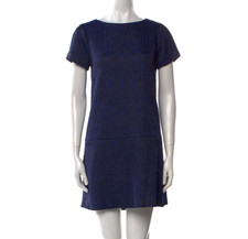 Alice & Olivia Dress Women S Blue Black Print Sheath SS Office  Lined Minimalist