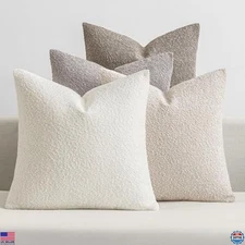MIULEE Set of 4 20x20 Inch Textured Boucle Throw Pillow Covers for Sofa & Chair