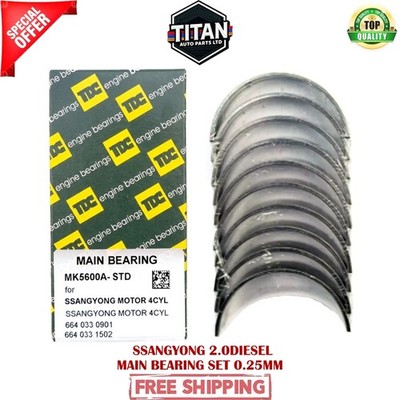 SSANGYONG D20DTF D20DT KORANDO CK 2.0DIESEL MAIN CRANKSHAFT BEARING SET 0.25 NEW