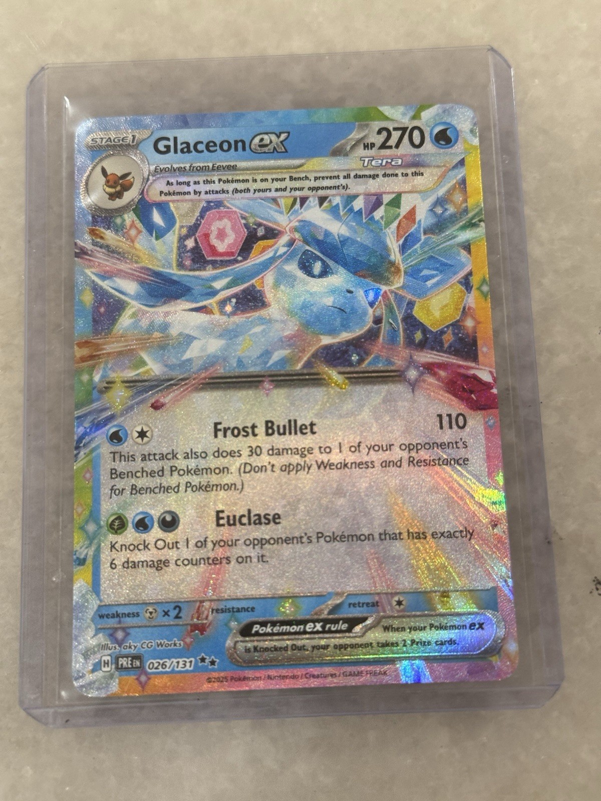 Pokemon TCG Glaceon EX #026/131 Holo 2025 Prismatic Evolutions NM Condition