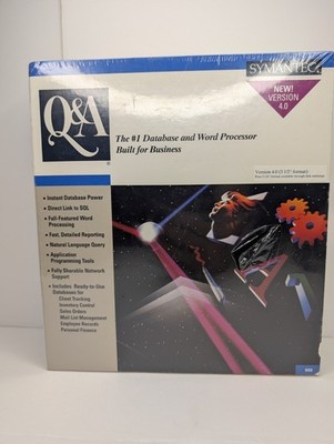 Symantec Q&A Version 4.0 DOS Vintage PC Software 3.5 Disk 1991 New Sealed