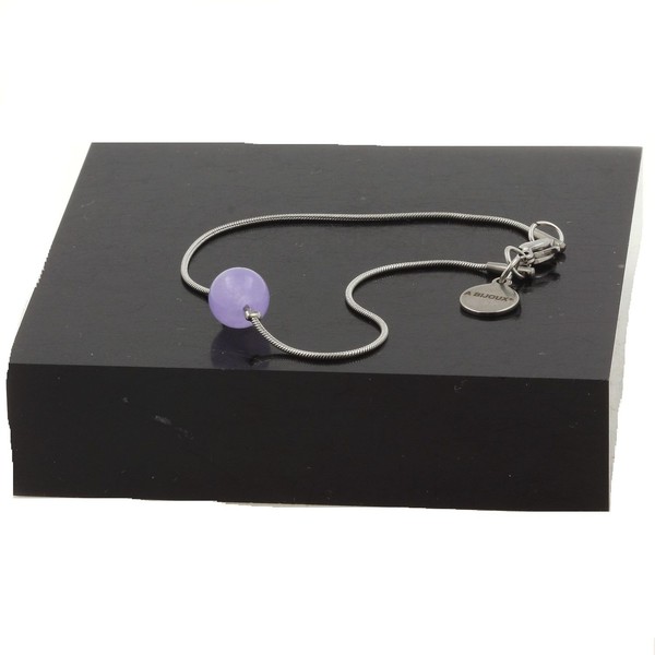 Steine Und MinéRaux. Armband Aus Edelstahl 1 Perle Chalcedon Lavendel 8-image