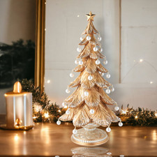 18" Gold Tree with Pearl Dangles Christmas Decor SHIPS WITHIN 10 DAYS NEW 2024