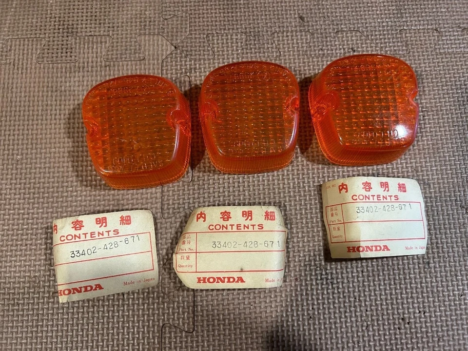 Juego de lentes de señal de giro originales Honda XL250S 3 piezas 33402-428-671 NOS Foto 2 de 4