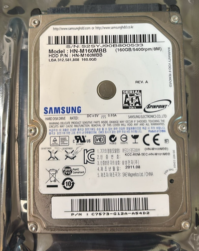 2.5" Samsung HN-M160MBB 160Gb 5400RPM 8MB cache SATA Hard Drive Tested - Picture 1 of 4