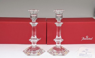 Pair BACCARAT 7” Harcourt Versailles Candlesticks Crystal Candle