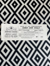 Vintage The Famous Bartok Circus Americas Largest Circus In The Round Ticket