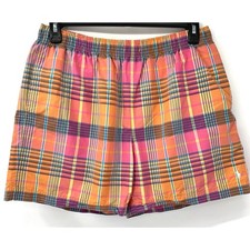 Polo Ralph Lauren Swim Trunks Mens L Multicolor Plaid Mesh Lined 6in Inseam