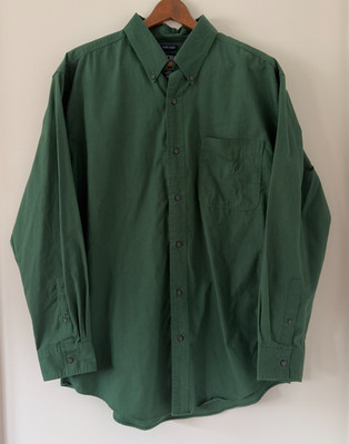 Chaps Est. 1978 Men's Size L Large Green Easy Care Button Up Dress Shirt
