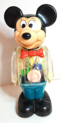 Vintage Disney Mickey Mouse Clear Wind-Up Toy 1978 Working Gabriel