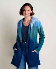 Toad  Co Merino Heartfelt Hoodie Women  s Size M Atlantic Treeline Scenic