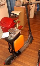 Ladped Seated Electric Scooter with Storage Compartment, Gray Orange Black