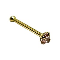 Rosa Topas Gold Nasenstecker 1,5 Mm Kristall 9 Karat Gelbgold 22 G (0,6 Mm) K...
