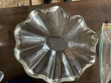 Annieglass Ruffle Serving Bowl with Platinum Rim