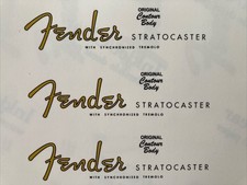 Fender Spaghetti Stratocaster Waterslide Headstock Decal 3 pcs Non-met. Gold 