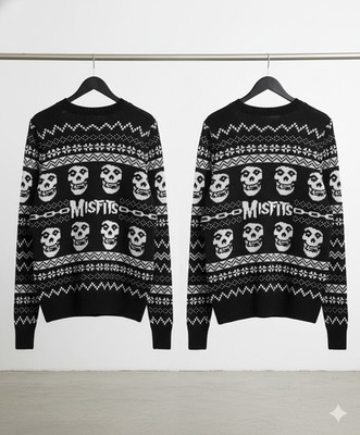Misfits Skulls Black White Punk Rock Ugly Christmas Sweater Full Sizes LIONH6
