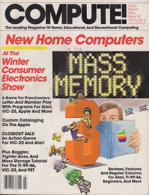 COMPUTE! (March 1983, Issue 34, Vol. 5, No. 3) vintage computer magazine 272 pp.