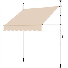 2m L Outdoor Manual Retractable Awning with Adjustable Angle & Height for Patio