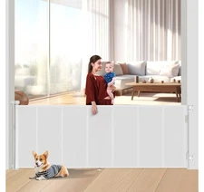 Upgrade 120 inch Retractable Baby Gates Extra Wide with Reinforced Strip Desi...