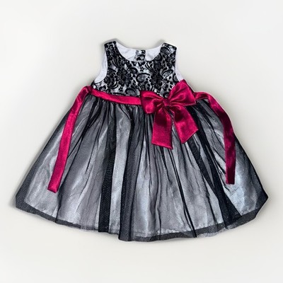 24 Month Baby Girl Black Sparkle Dress Red Bow Silver Lining Glitter Sleeveless