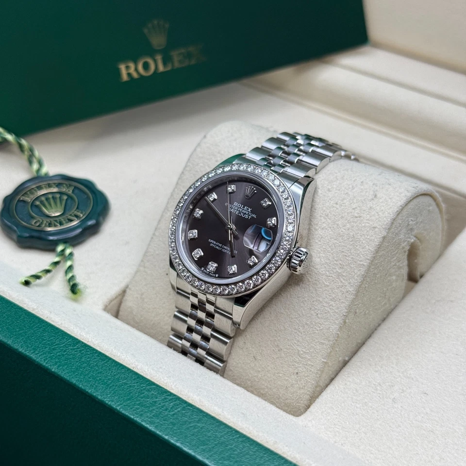 Rolex Lady-Datejust 28 esfera de diamante rodio acero inoxidable diamante jubileo Foto 3 de 4