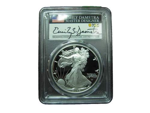 2022 S American Silver Eagles PCGS PR70 DCAM Silver Eagle FDOI Emily S. Damstra