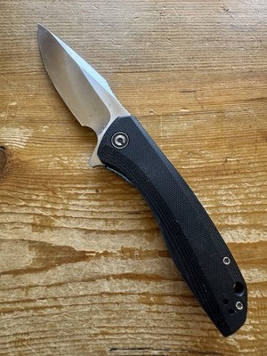 Civivi Baklash Flipper Liner Lock Knife Satin Blade Black G-10