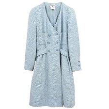 Chanel Tweed Coat Light Blue 96P 42 178094