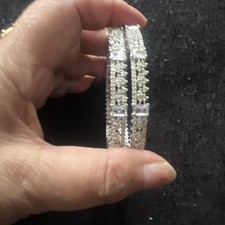 Image of Silver Crystal Bangles