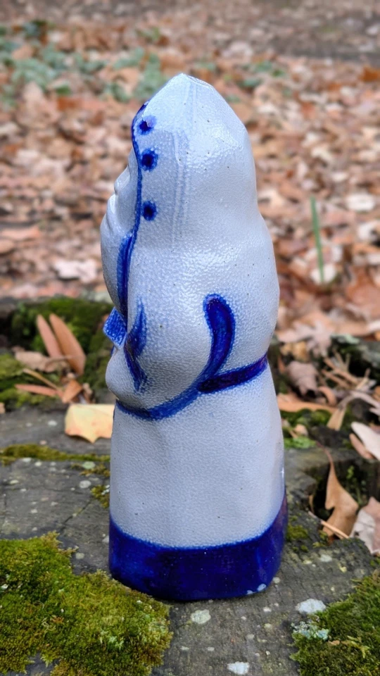 Cerámica Eldreth Papá Noel esmaltada con sal con árbol - gres azul y blanco firmado 1999 Foto 2 de 4