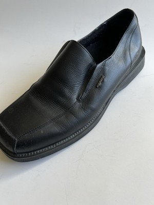 Vintage Kickers Mens Black Leather Loafers Square Toe Slip On Dress Shoes Sz 10