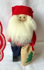 Buttickis Tomte Swedish Wooden Santa Carrying Sack 8” Christmas