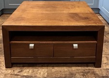Dark Wood TV Cabinet / Coffee Table With  Drawers And Shelf