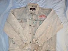 Vintage JH Design Chevrolet Racing Blue Denim Trucker Jean Jacket Mens Size XL