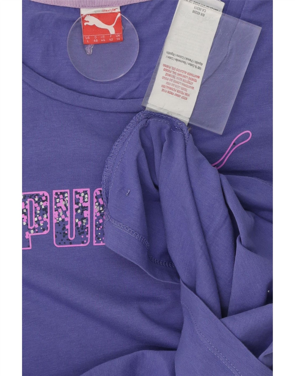 ADIDAS Womens Graphic T-Shirt Top UK 14 Medium  Purple Cotton CF06 thumbnail 3