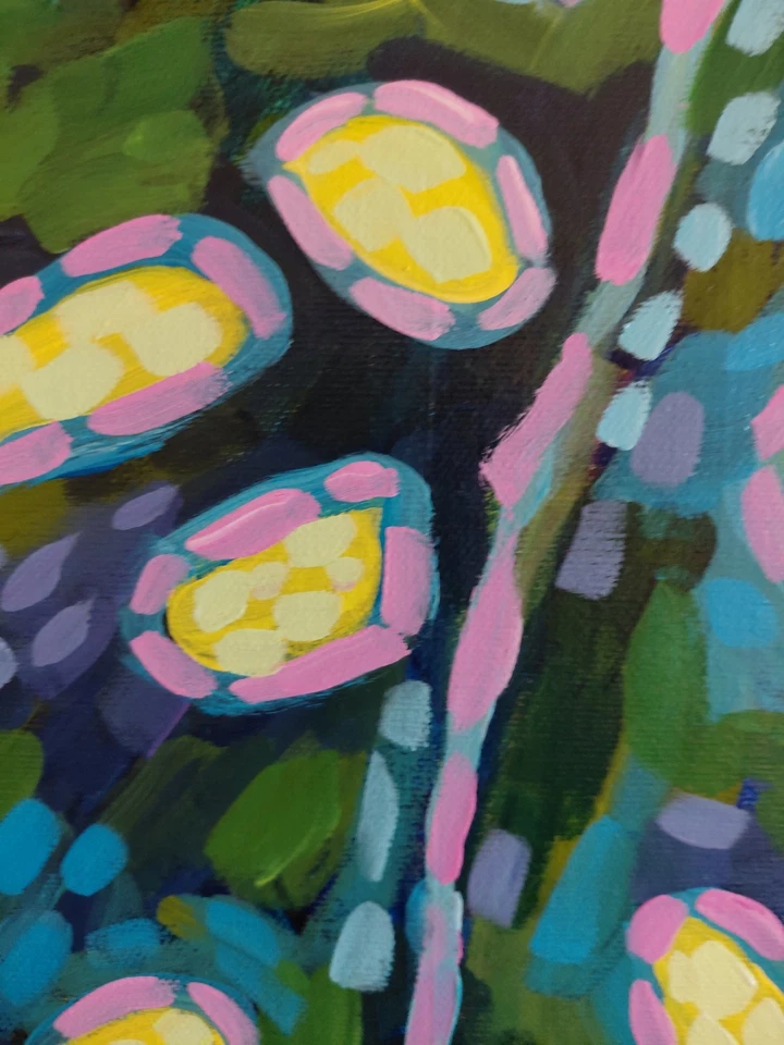 Mona Vivar оригинальное красочное актуальное растение поп абстрактная живопись 20x20 - Изображение 3 из 4